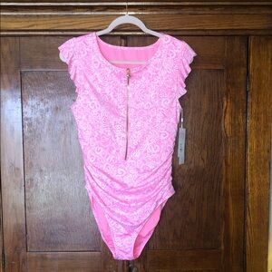 Lilly Pulitzer Jossette One Piece Swimsuit Rousseau Pink Tidepool Treasures 12